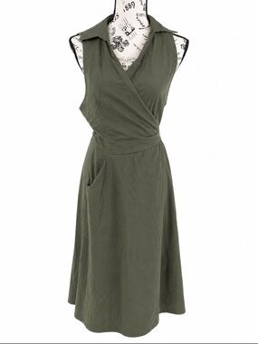 CBR Olive Green Sleeveless Wrap Midi Dress NWT XL